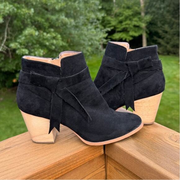 Free People x Faryl Robin size 8 Alameda Black Vegan Suede Wood Heel Booties - Picture 13 of 13